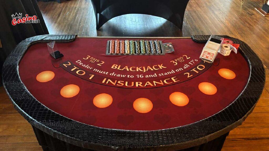 High-end professional blackjack table rental for a DIY casino night in Orlando, Sarasota, and Central Florida.